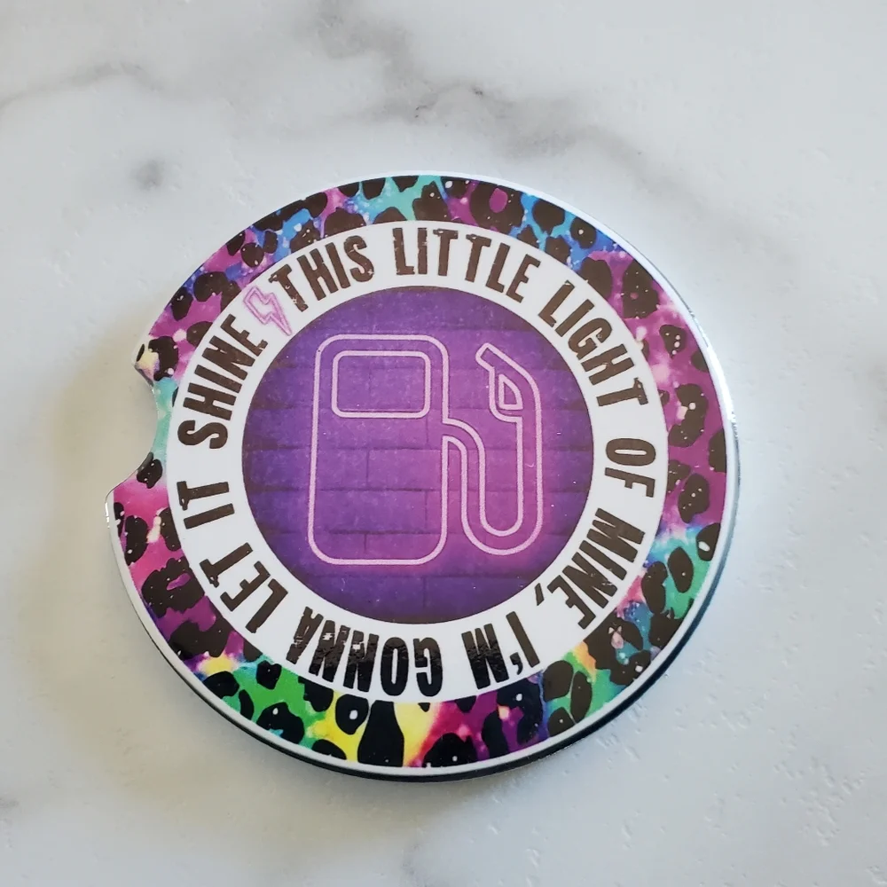 Set Of 2 Ceramic Car Coasters Funny Gas Light